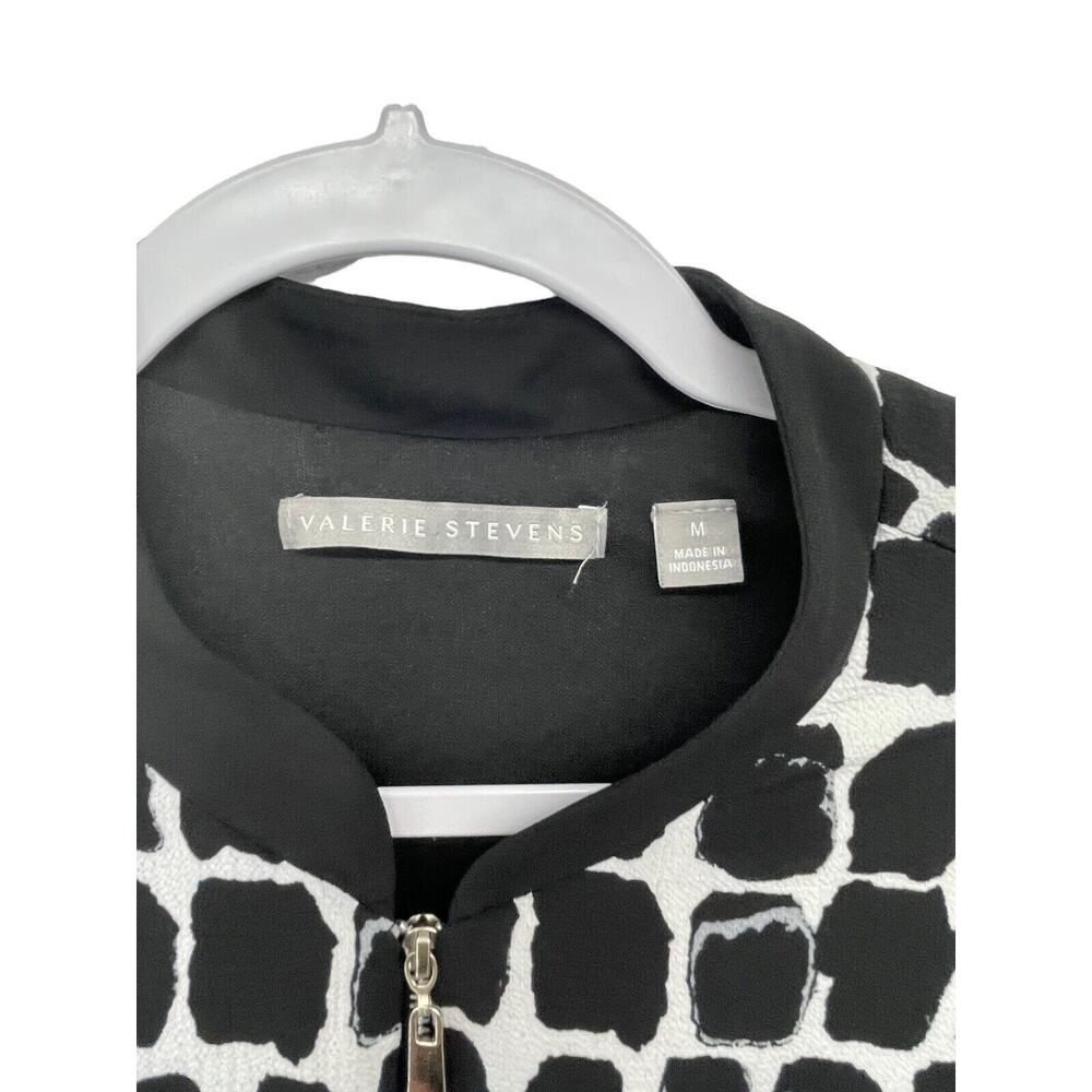 Valerie Stevens Womens Medium M Jacket Stretch Long Sleeve Black White Office - Picture 4 of 8